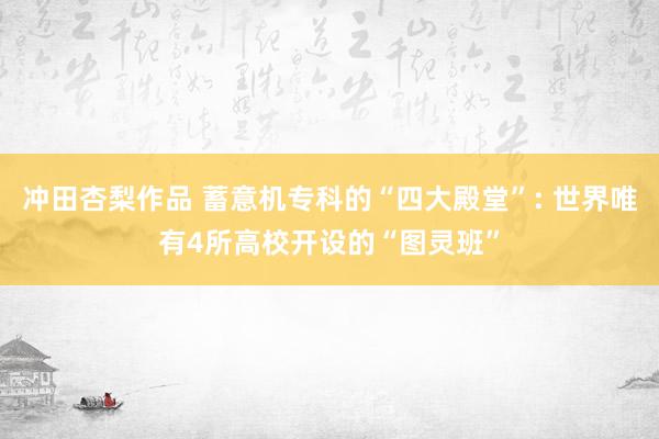 冲田杏梨作品 蓄意机专科的“四大殿堂”: 世界唯有4所高校开设的“图灵班”