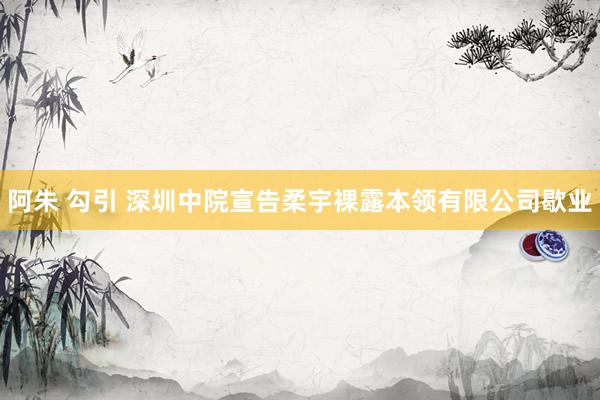 阿朱 勾引 深圳中院宣告柔宇裸露本领有限公司歇业