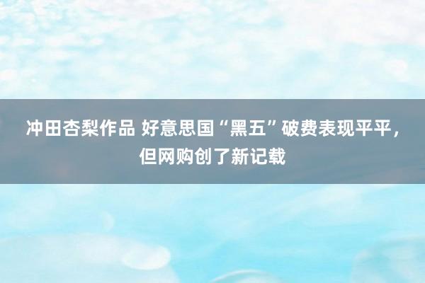 冲田杏梨作品 好意思国“黑五”破费表现平平，但网购创了新记载