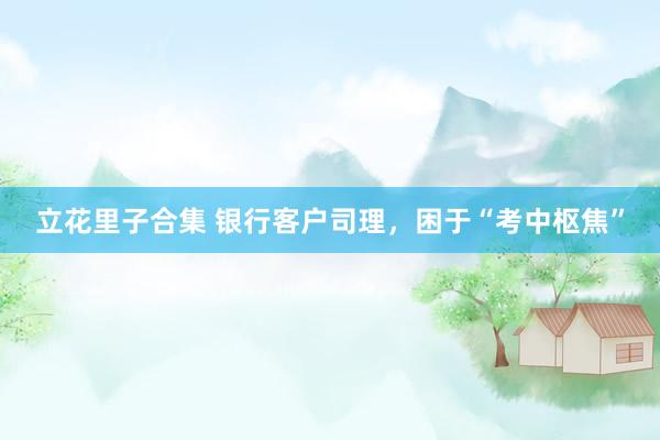 立花里子合集 银行客户司理，困于“考中枢焦”