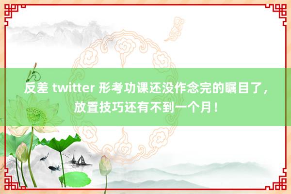 反差 twitter 形考功课还没作念完的瞩目了，放置技巧还有不到一个月！