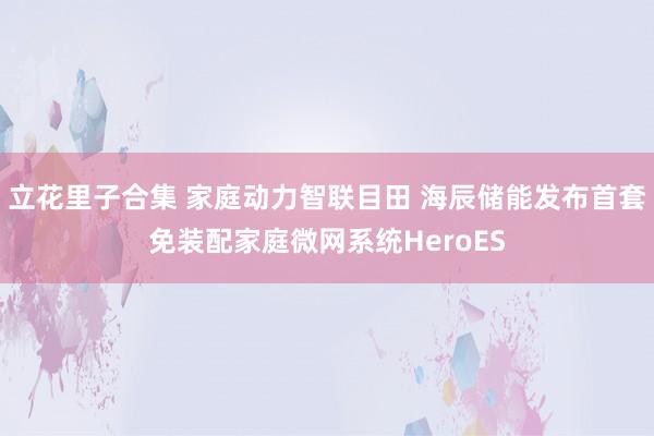 立花里子合集 家庭动力智联目田 海辰储能发布首套免装配家庭微网系统HeroES