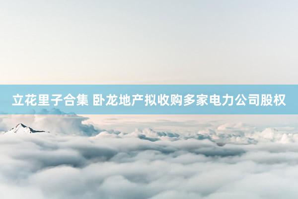 立花里子合集 卧龙地产拟收购多家电力公司股权