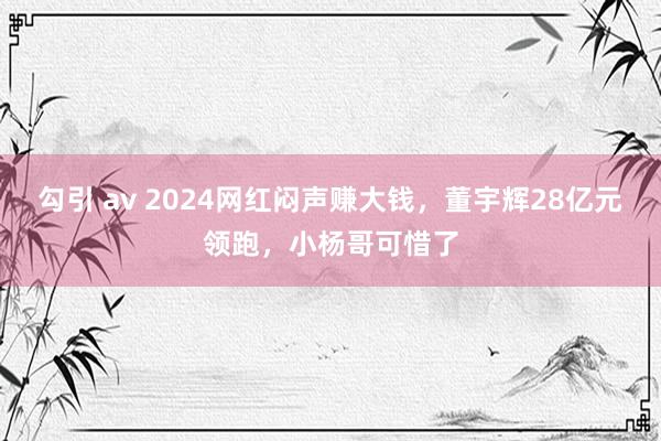 勾引 av 2024网红闷声赚大钱，董宇辉28亿元领跑，小杨哥可惜了