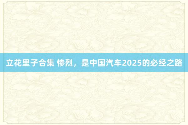 立花里子合集 惨烈，是中国汽车2025的必经之路