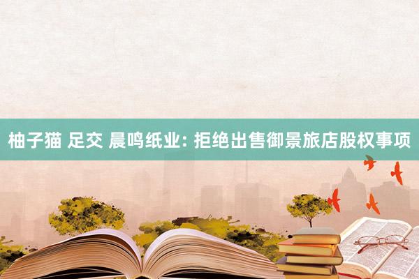 柚子猫 足交 晨鸣纸业: 拒绝出售御景旅店股权事项