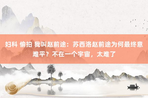 妇科 偷拍 我叫赵前途：苏西洛赵前途为何最终意难平？不在一个宇宙，太难了