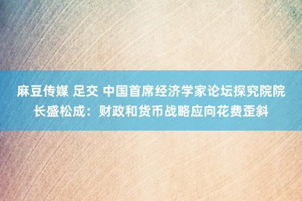 麻豆传媒 足交 中国首席经济学家论坛探究院院长盛松成：财政和货币战略应向花费歪斜