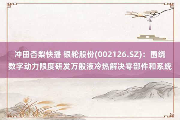 冲田杏梨快播 银轮股份(002126.SZ)：围绕数字动力限度研发万般液冷热解决零部件和系统