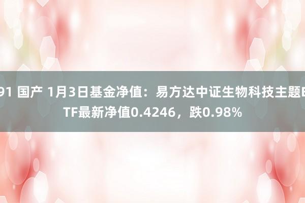 91 国产 1月3日基金净值：易方达中证生物科技主题ETF最新净值0.4246，跌0.98%