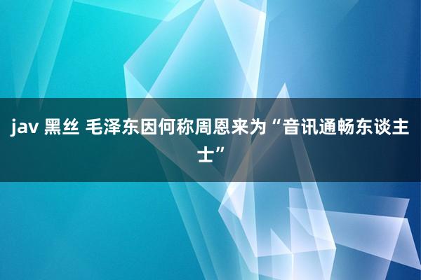 jav 黑丝 毛泽东因何称周恩来为“音讯通畅东谈主士”