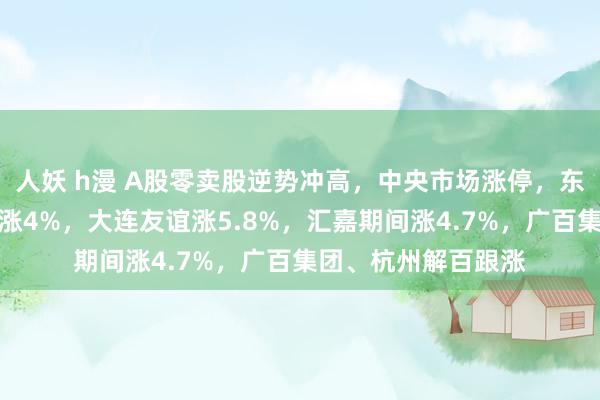 人妖 h漫 A股零卖股逆势冲高，中央市场涨停，东百集团、中百集团涨4%，大连友谊涨5.8%，汇嘉期间涨4.7%，广百集团、杭州解百跟涨