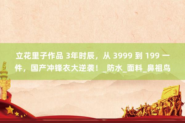 立花里子作品 3年时辰，从 3999 到 199 一件，国产冲锋衣大逆袭！_防水_面料_鼻祖鸟