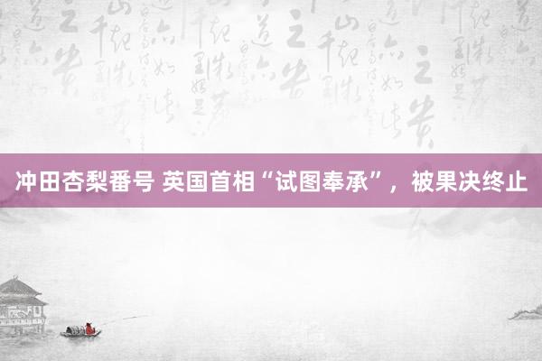 冲田杏梨番号 英国首相“试图奉承”，被果决终止