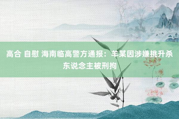 高合 自慰 海南临高警方通报：羊某因涉嫌挑升杀东说念主被刑拘
