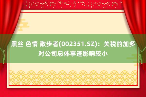 黑丝 色情 散步者(002351.SZ)：关税的加多对公司总体事迹影响较小