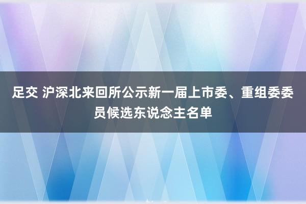 足交 沪深北来回所公示新一届上市委、重组委委员候选东说念主名单