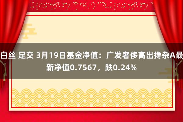 白丝 足交 3月19日基金净值：广发奢侈高出搀杂A最新净值0.7567，跌0.24%