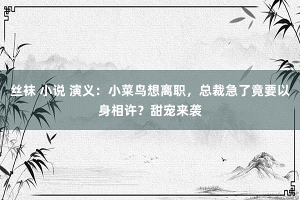 丝袜 小说 演义：小菜鸟想离职，总裁急了竟要以身相许？甜宠来袭