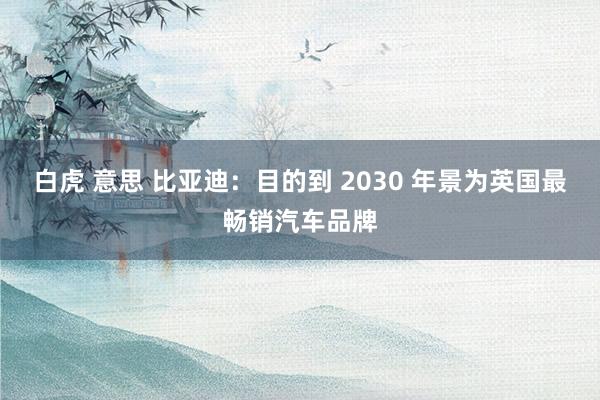 白虎 意思 比亚迪：目的到 2030 年景为英国最畅销汽车品牌
