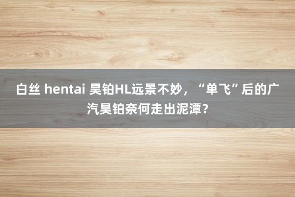 白丝 hentai 昊铂HL远景不妙，“单飞”后的广汽昊铂奈何走出泥潭？